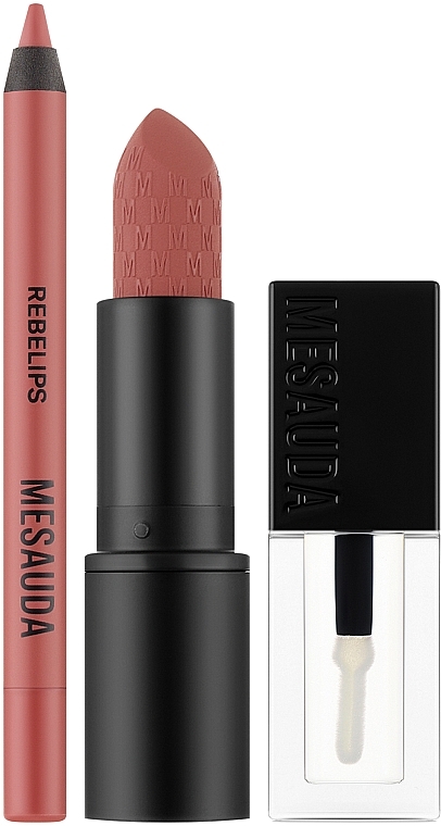 Zestaw - Mesauda Milano Kit Lip Boutique (lipstic/3g + l/gloss/2ml + l/pencil/0.8g) — Zdjęcie N1