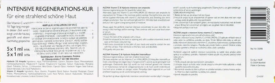 Ampułki z kwasem hialuronowym i witaminą C do twarzy - Alcina Hyaluron 2.0 & Vitamin C Ampulle — Zdjęcie N3