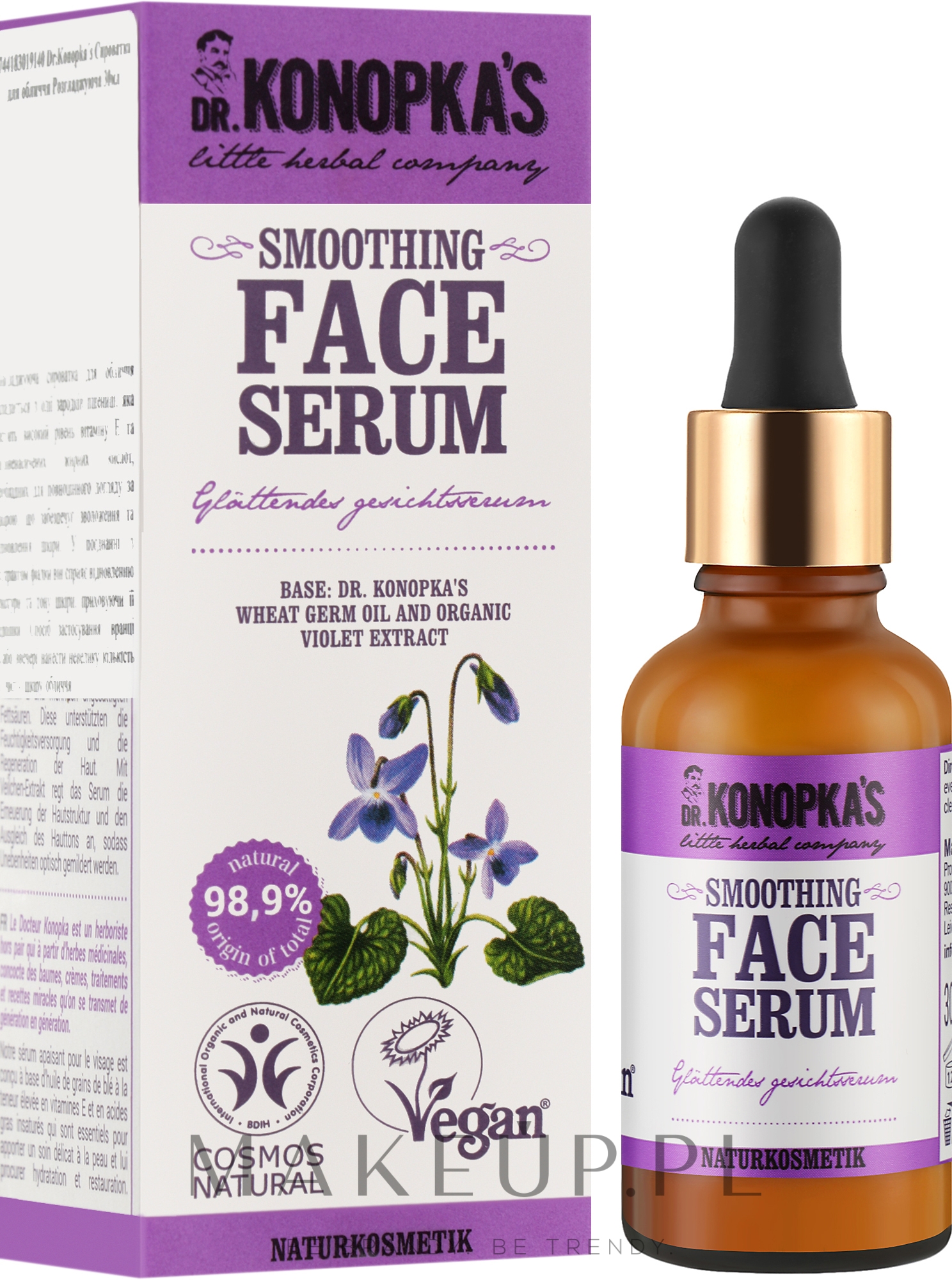 Wygładzające serum do twarzy z fiołkiem - Dr. Konopka’s Smoothing Face Serum — Zdjęcie 30 ml