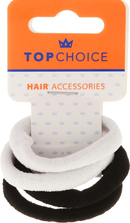 Gumki do włosów, 4 szt., białe + czarne - Top Choice — Zdjęcie N1