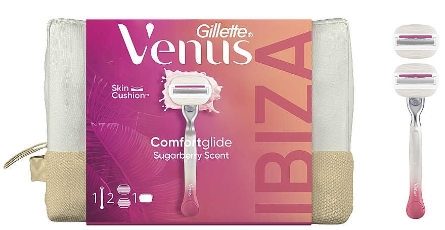 Zestaw - Gillette Venus Comfortglide Sugarberry Scent (razor/1pcs + refil/2pcs + case + pouch) — Zdjęcie N1