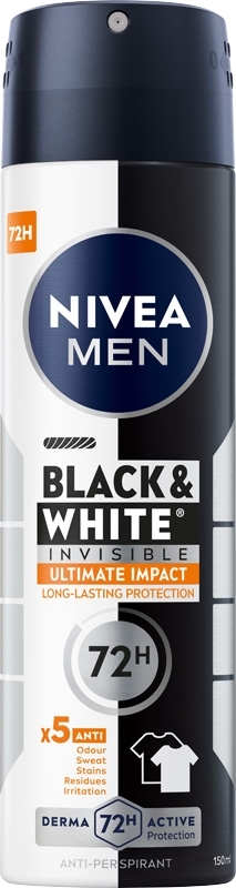 Antyperspirant w sprayu dla mężczyzn - NIVEA MEN Black & White Invisible Ultimate Impact — Zdjęcie 150 ml