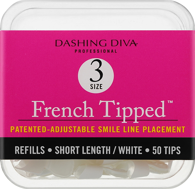 Krótkie tipsy French - Dashing Diva French Tipped Short White 50 Tips (Size 3) — Zdjęcie N1