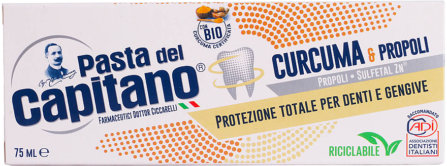 Pasta do zębów Kurkuma i propolis - Pasta Del Capitano, Turmeric & Propolis Ecological Packaging — Zdjęcie N3