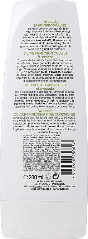 Odżywka chroniąca kolor włosów z awokado - Rausch Avocado Color Protecting Rinse Conditioner — Zdjęcie N2