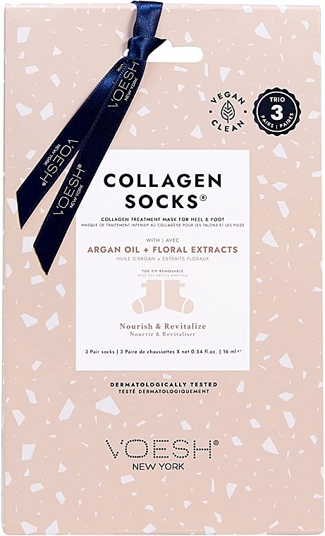Kolagenowa pielęgnacja stóp - Voesh Collagen Socks Trio Argan Oil & Floral Extract — Zdjęcie N1