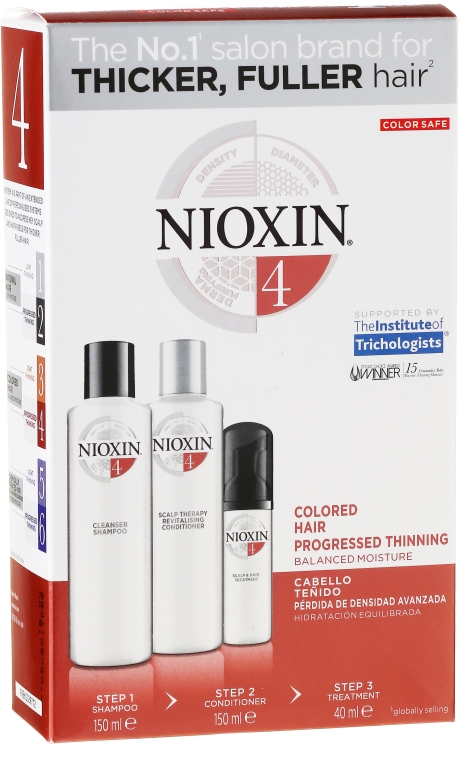 Zestaw do pielęgnacji mocno przerzedzających się włosów - Nioxin Hair System No. 4 (shm 150 ml + cond 150 ml + mask 40 ml)