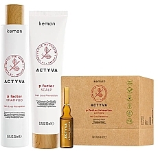 Zestaw - Kemon Actyva P Factor Hair Loss Prevention Kit (shm/250ml + treatm/150ml + lot/24x6ml) — Zdjęcie N1