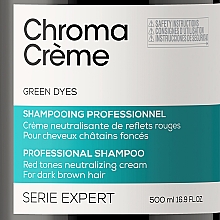 Szampon do włosów ciemnobrązowych neutralizujący czerwone tony - L'Oreal Professionnel Serie Expert Chroma Creme Professional Shampoo Green Dyes — Zdjęcie N8