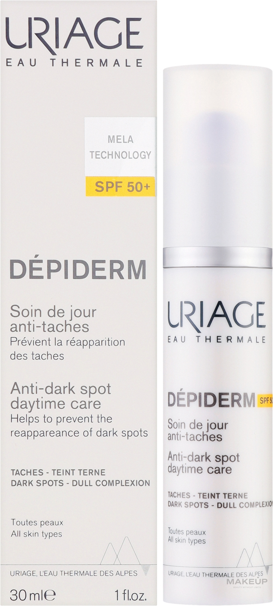 Krem na dzień przeciw przebarwieniom - Uriage Depiderm Anti-Dark Spot Day Care SPF50+ — Zdjęcie 30 ml