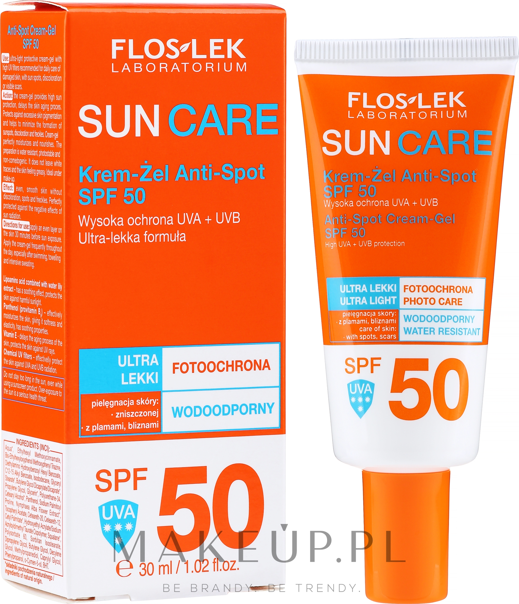 Floslek Sun Care SPF 50 - Wodoodporny krem-żel do twarzy — Zdjęcie 30 ml