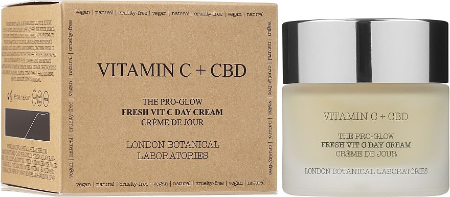 Krem do twarzy na dzień z kwasem hialuronowym i CBD - London Botanical Laboratories Vitamin c + CBD The Pro-Glow Fresh Vit C Day Cream — Zdjęcie N2