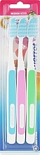 Zestaw szczoteczek do zębów Koloros, zielony + różowy + niebieski - Pierrot New Active — Zdjęcie N1