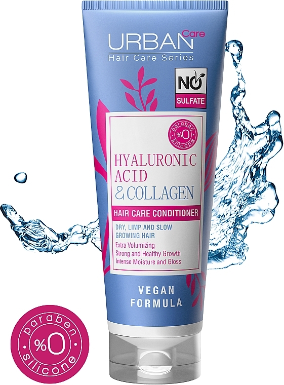 Odżywka z kwasem hialuronowym i kolagenem do włosów suchych i wolno rosnących - Urban Care Hyaluronic Acid & Collagen Hair Care Conditioner — Zdjęcie N3