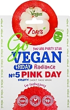 PREZENT! Rozświetlająca maseczka do twarzy z ekstraktem z liczi - 7 Days Go Vegan Friday Pink Day — Zdjęcie N1