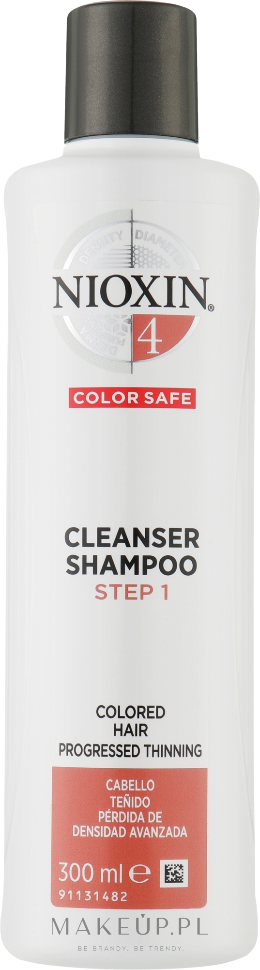 Szampon oczyszczający chroniący kolor włosów i zmywający sebum, kwasy tłuszczowe i zanieczyszczenia środowiskowe - Nioxin System 4 Color Safe Cleanser Shampoo Step 1 — Zdjęcie 300 ml