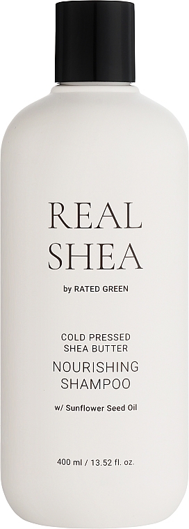 Odżywczy szampon do włosów z olejkiem słonecznikowym - Rated Green Real Shea Cold Pressed Shea Butter Nourishing Shampoo — Zdjęcie N1