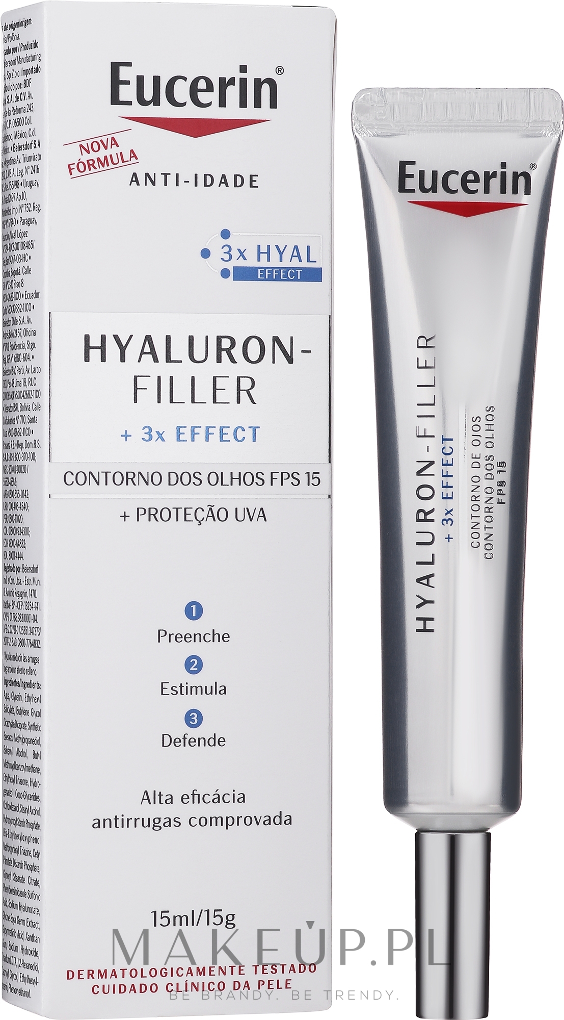 Przeciwzmarszczkowy krem pod oczy z kwasem hialuronowym SPF 15 - Eucerin Hyaluron-Filler — Zdjęcie 15 ml