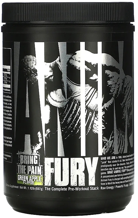 Kompleks przedtreningowy, zielone jabłko - Universal Nutrition Animal Fury Green Apple — Zdjęcie N1