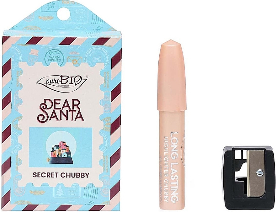 Zestaw - PuroBio Cosmetics Secret Chubby (highlighter/3.3g + pencil/sharpener/1pcs) — Zdjęcie N1