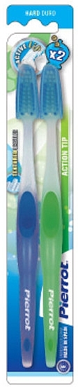 Szczoteczka do zębów, twarda, zielona + niebieska - Pierrot Action Tip Hard — Zdjęcie N1