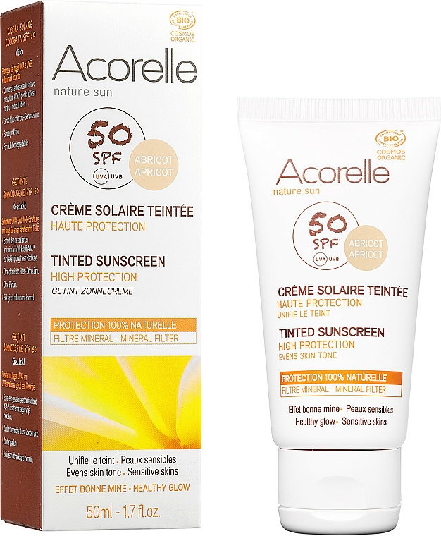 Koloryzujący krem przeciwsłoneczny do twarzy SPF 50 - Acorelle Nature Sun Cream SPF50 — Zdjęcie N1