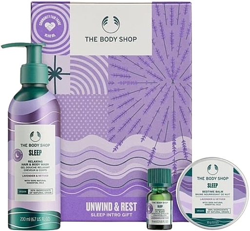 Zestaw - The Body Shop Unwind & Rest Sleep Intro Gift (gel/200ml + oil/9ml + balm/30g) — Zdjęcie N1