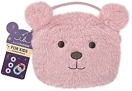 Zestaw - Invisibobble For Kids Pink Teddy Set (scrunches/5pcs + bag/1pcs) — Zdjęcie N1