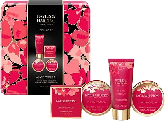 Baylis And Harding Boudoire Cherry Blossom Luxury Pamper Tin T Set Shcr50ml Butter50ml 3203