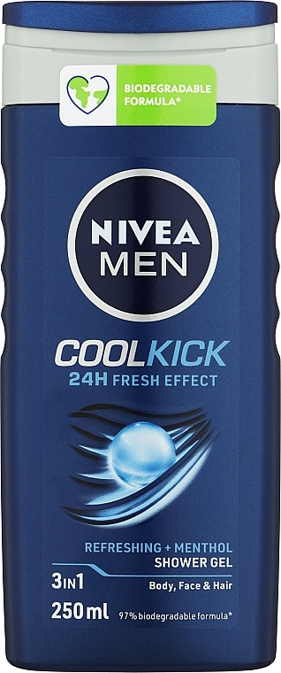 Chłodzący żel pod prysznic dla mężczyzn - NIVEA MEN Cool Kick Shower Gel Body, Face And Hair