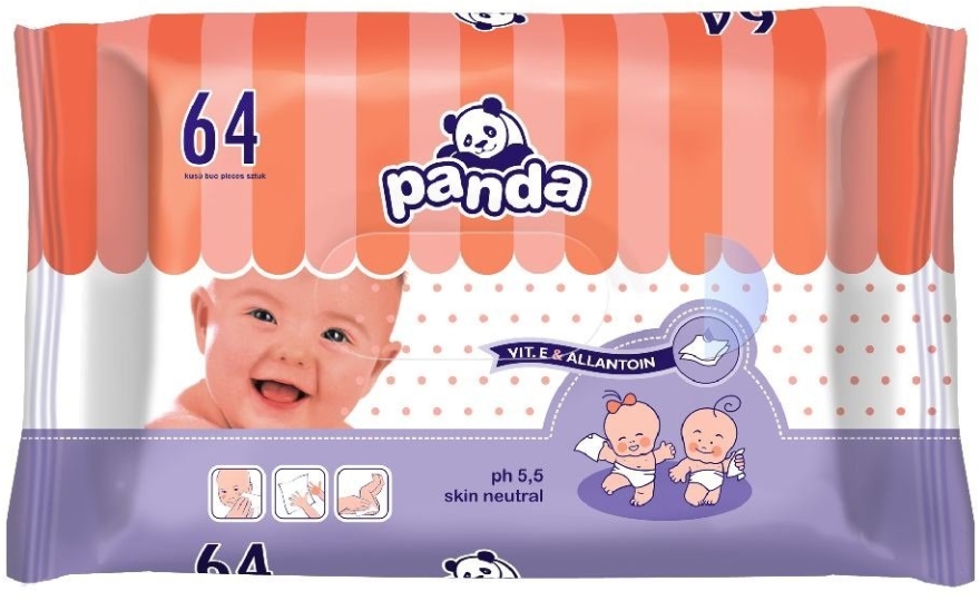 Chusteczki nawilżane dla dzieci Panda, 64 szt. - Bella Baby
