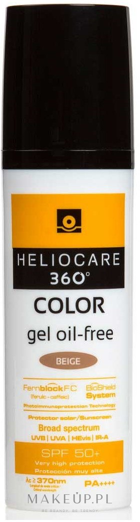 Bezolejowy koloryzujący fluid do twarzy SPF 50+ - Cantabria Labs Heliocare 360 Gel Oil Free Color — Zdjęcie Beige