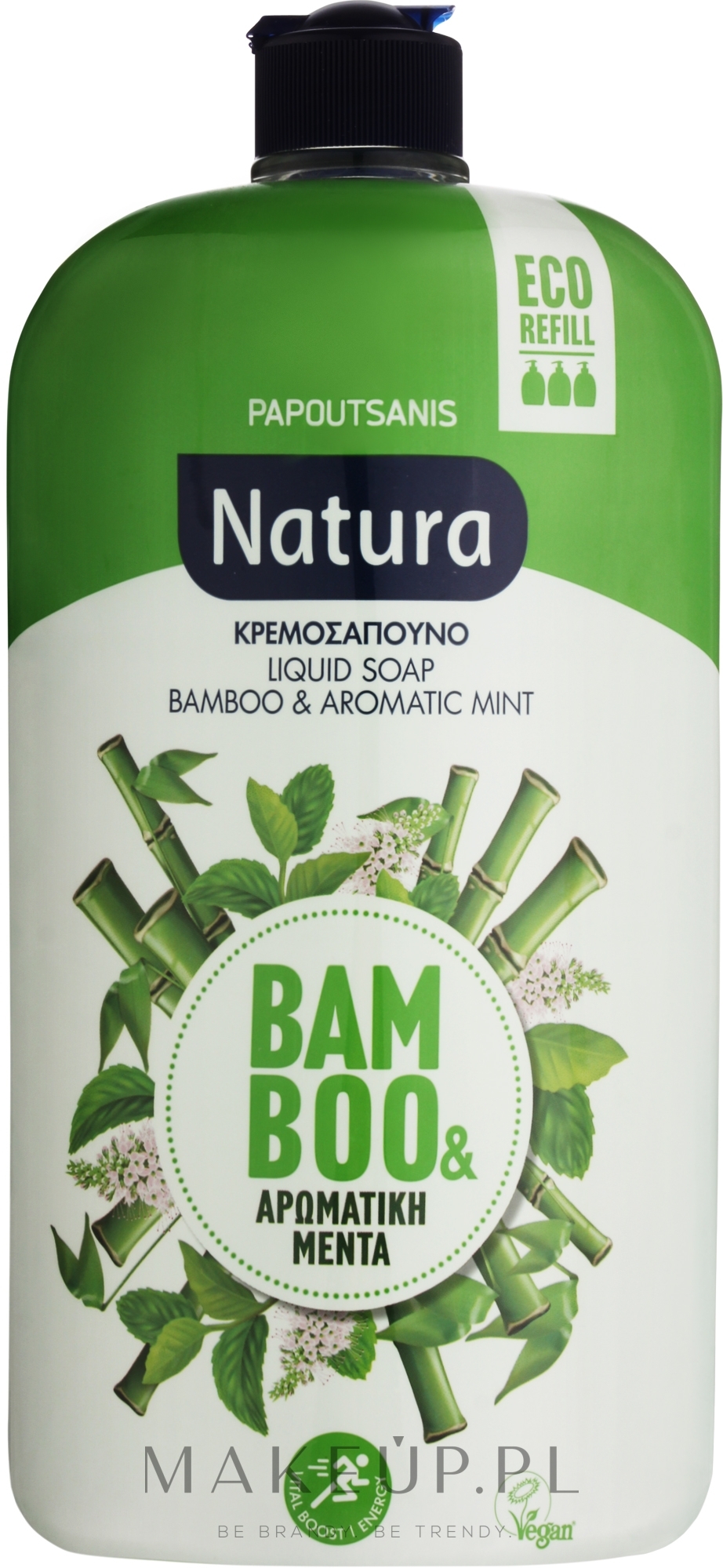 Mydło w płynie Bambus i Aromatyczna Mięta - Papoutsanis Natura Bamboo & Aromatic Mint Liquid Soap Bottle Refill (uzupełnienie) — Zdjęcie 900 ml