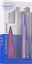 Zestaw do zębów, opcja 29, różowy i niebieski - Curaprox Ortho Kit (brush/1pcs + brushes 07,14,18/3pcs + UHS/1pcs + orthod/wax/1pcs + box) — Zdjęcie N1