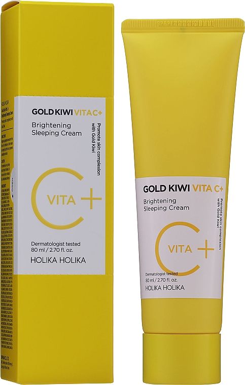 Rozświetlający krem ​​do twarzy na noc - Holika Holika Gold Kiwi Vita C+ Brightening Sleeping Cream — Zdjęcie N2