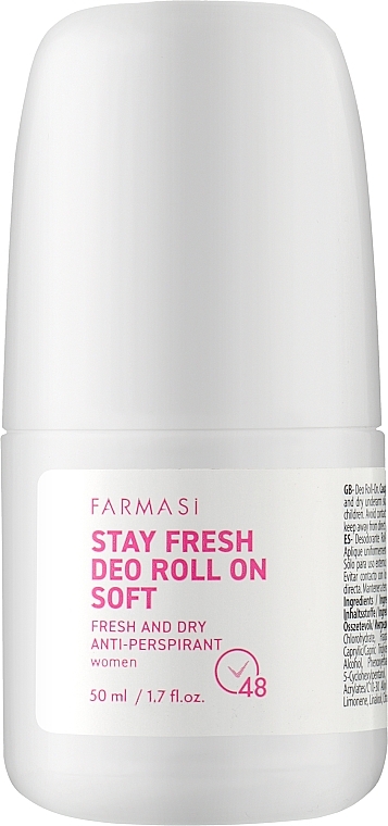 Dezodorant-antyperspirant w rolce dla kobiet - Farmasi Stay Fresh Deo Roll-on Soft — Zdjęcie N1