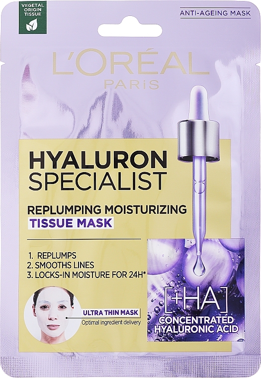 Maska na tkaninie do twarzy - L'Oreal Paris Hyaluron Expert Replumping Moisturizing Mask