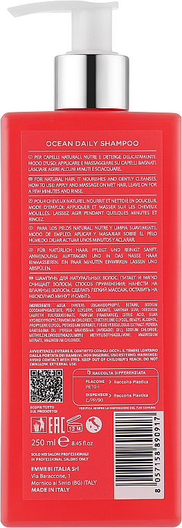 Szampon do codziennej pielęgnacji włosów - Emmebi Italia Gate 38 Wash Ocean Shampoo Daily — Zdjęcie N2