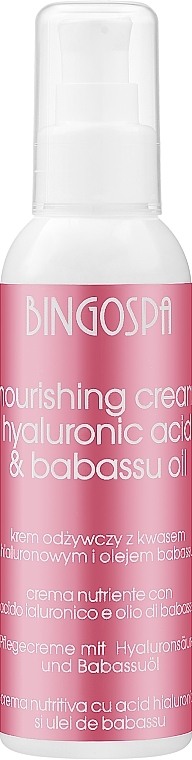 Odżywczy krem z kwasem hialuronowym oraz olejami babassu i z kiełków pszenicy - BingoSpa Nourishing Cream With Hyaluronic