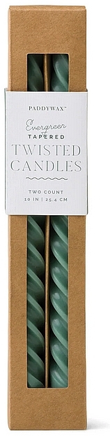 PRZECENA! Zestaw świec dekoracyjnych, zielony - Paddywax Cypress & Fir Evergreen Twisted Taper Candles * — Zdjęcie N1