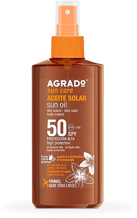 Olejek przyspieszający i wzmacniający opaleniznę SPF50 - Agrado Aceite Solar SPF50 — Zdjęcie N2