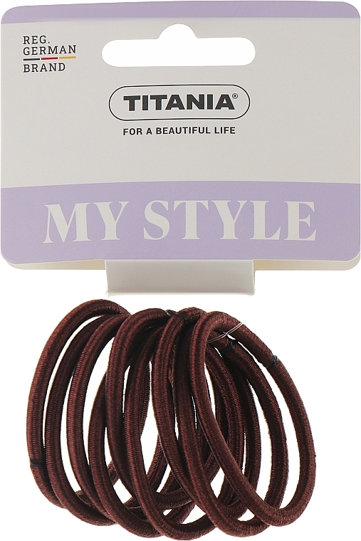 Gumki do włosów, 4 mm, 9 szt., brązowe - Titania