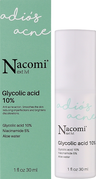 Serum do twarzy na noc z kwasem glikolowym 10% - Nacomi Next Level Glycolic Acid 10% — Zdjęcie N2