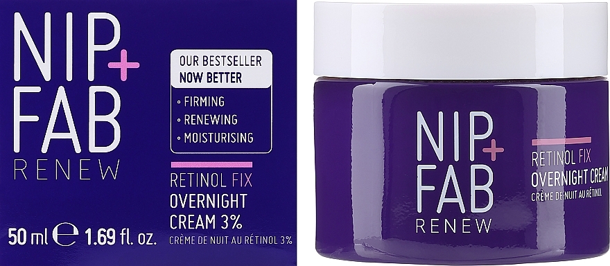 Odmładzający krem do twarzy na noc z retinolem 3% - NIP + FAB Retinol Fix Overnight Cream 3% — Zdjęcie N2