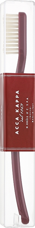 Szczoteczka do zębów twarda, bordowa - Acca Kappa Vintage Tooth Brush Nylon Hard Venetian Red Color — Zdjęcie N1