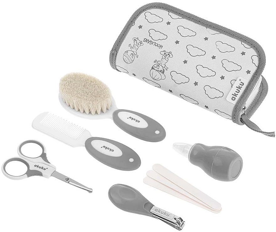 Zestaw do pielęgnacji niemowląt, szary - Akuku Hooligans Baby Care Starter Kit — Zdjęcie N2