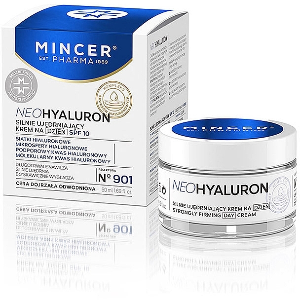 Silnie ujędrniający krem do twarzy na dzień SPF 10 - Mincer Pharma Neo Hyaluron Nº901 — Zdjęcie N1