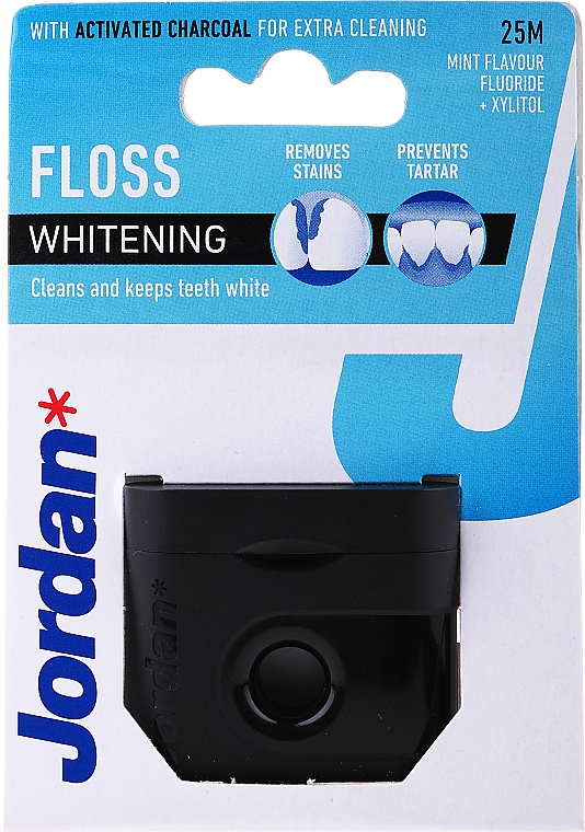 Wybielająca nić dentystyczna do zębów o zapachu mięty pieprzowej, 25m - Jordan Whitening Floss — Zdjęcie N1