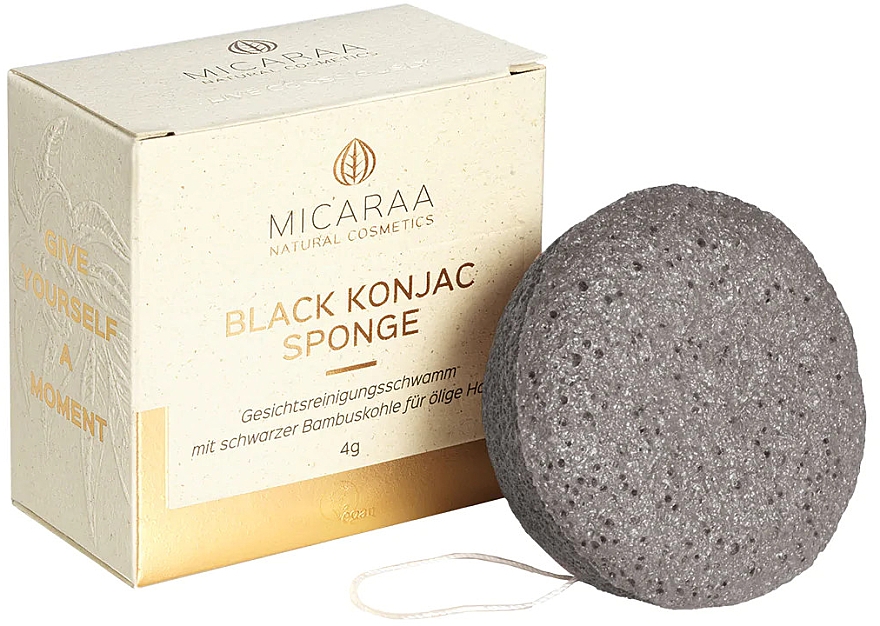 Gąbka konjac do mycia twarzy - Micaraa Black Konjak Sponge — Zdjęcie N1