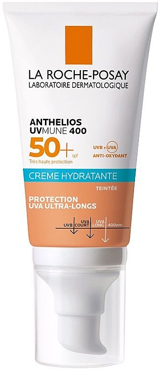 Nawilżający krem koloryzujący z filtrem przeciwsłonecznym - La Roche-Posay Anthelios Anthelios UVMune 400 SPF50+ Hydrating Cream Tinted — Zdjęcie N1
